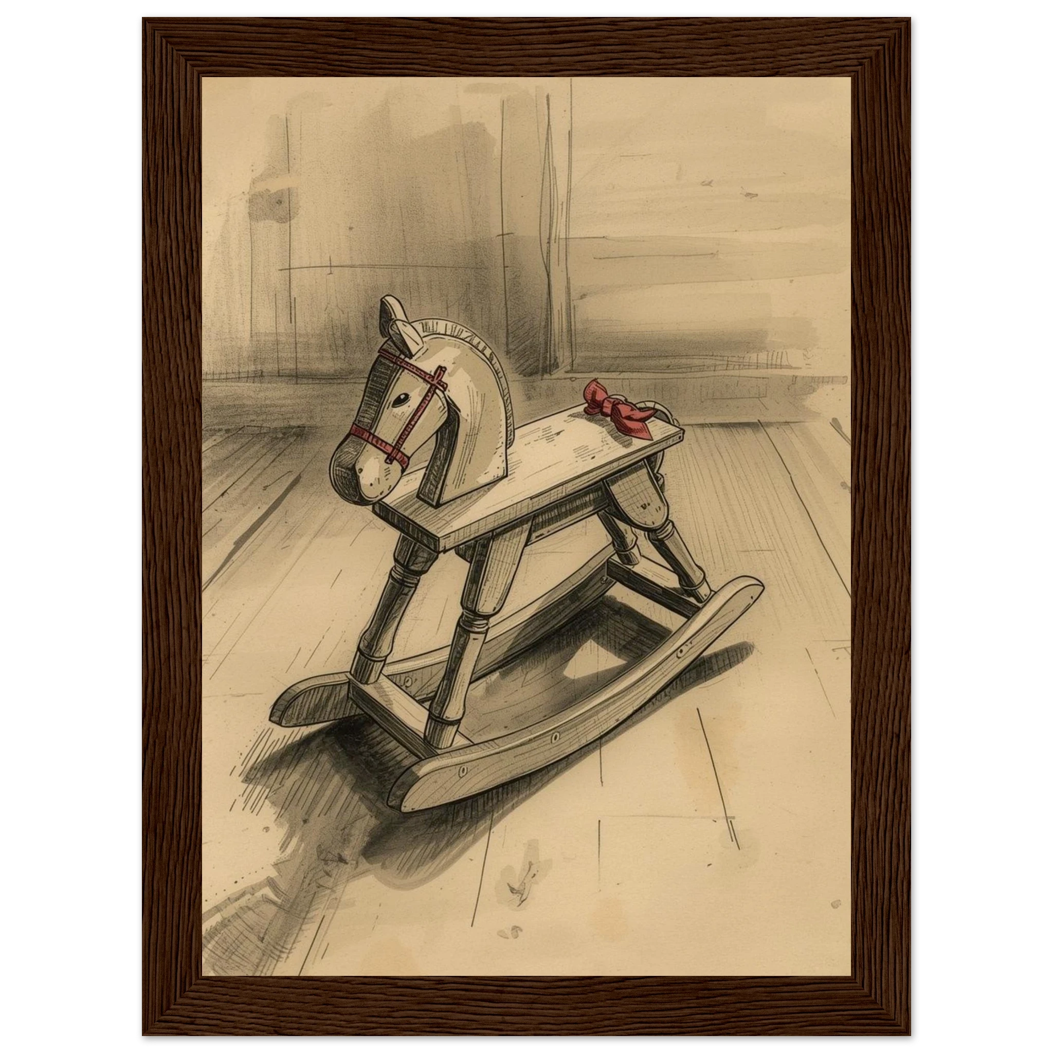 Rocking Horse Wall Art Print,Cozy Decor