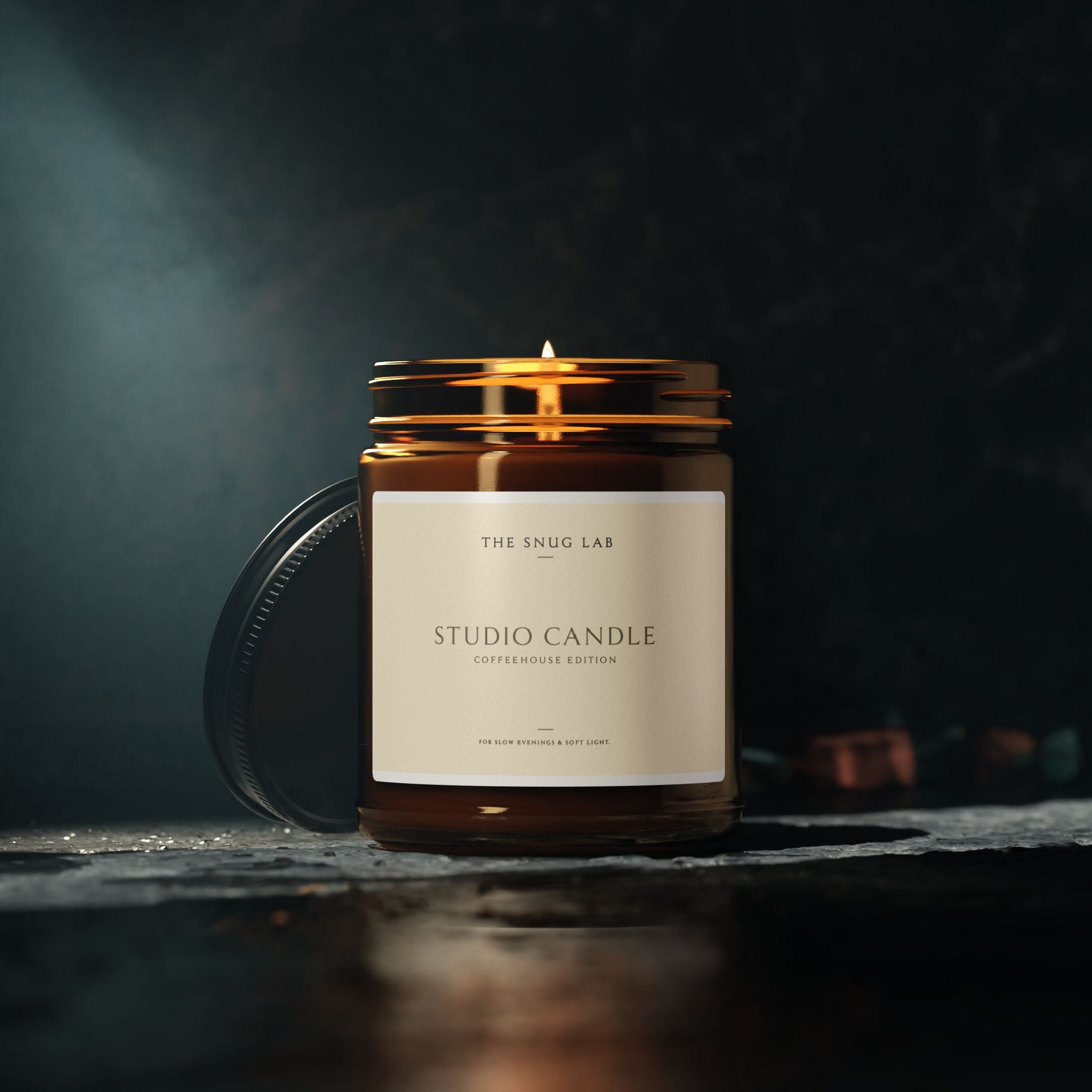 Coffeehouse Scented Soy Candle — Amber Jar - TheSnugLab