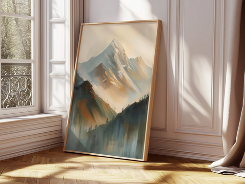 Abstract Mountain Landscape Wall Art | Modern Neutral Nature Poster | Minimalist Scenic Painting Print | Contemporary Home Decor