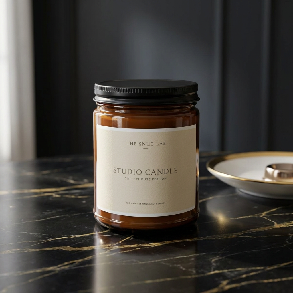 Coffeehouse Scented Soy Candle — Amber Jar - TheSnugLab