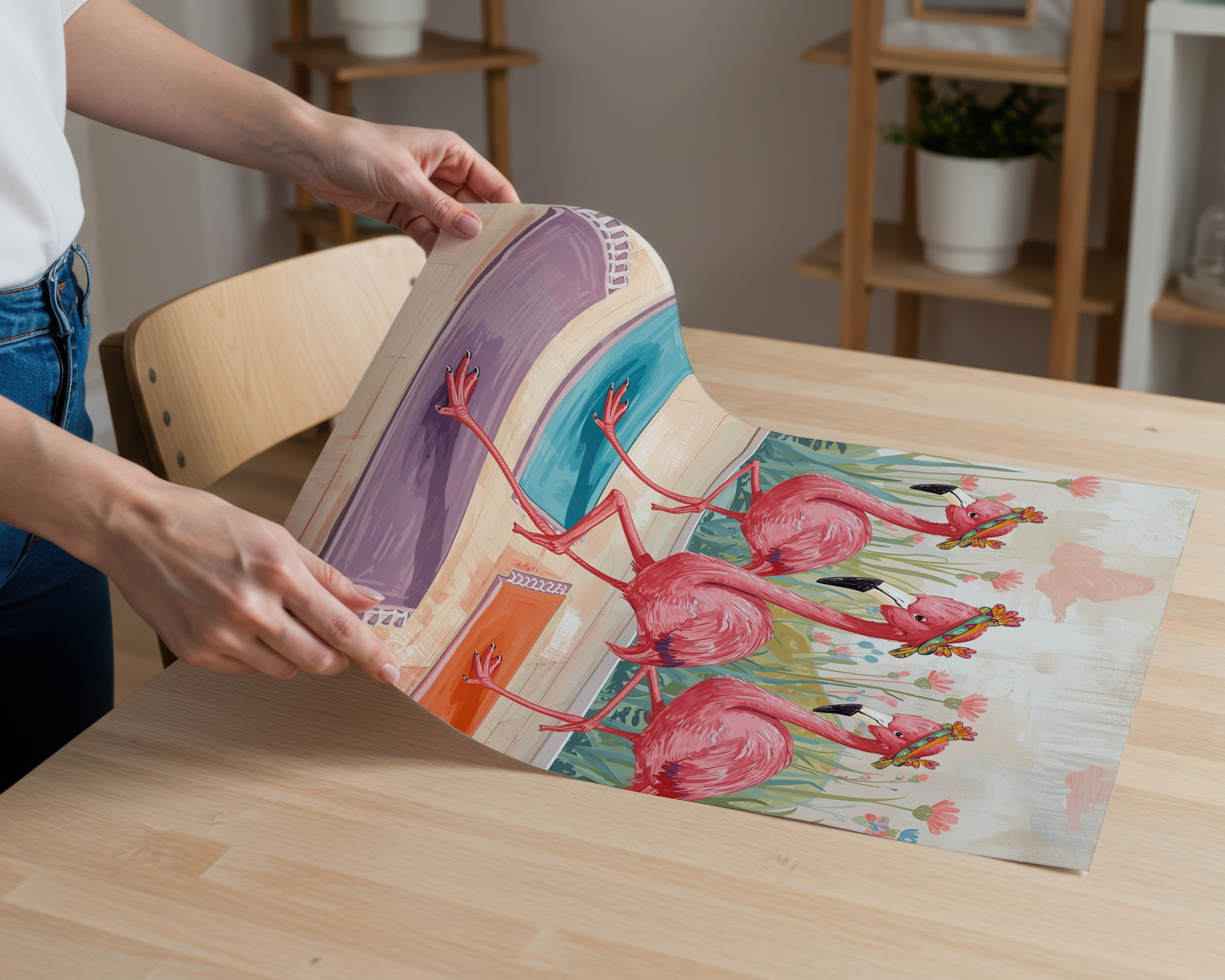 Flamingo Yoga Wall Art Print | Funny Flamingo Poster | Meditation Animal Artwork | Yoga Studio Decor | Boho Pink Bird Art | Wellness Gift - TheSnugLab