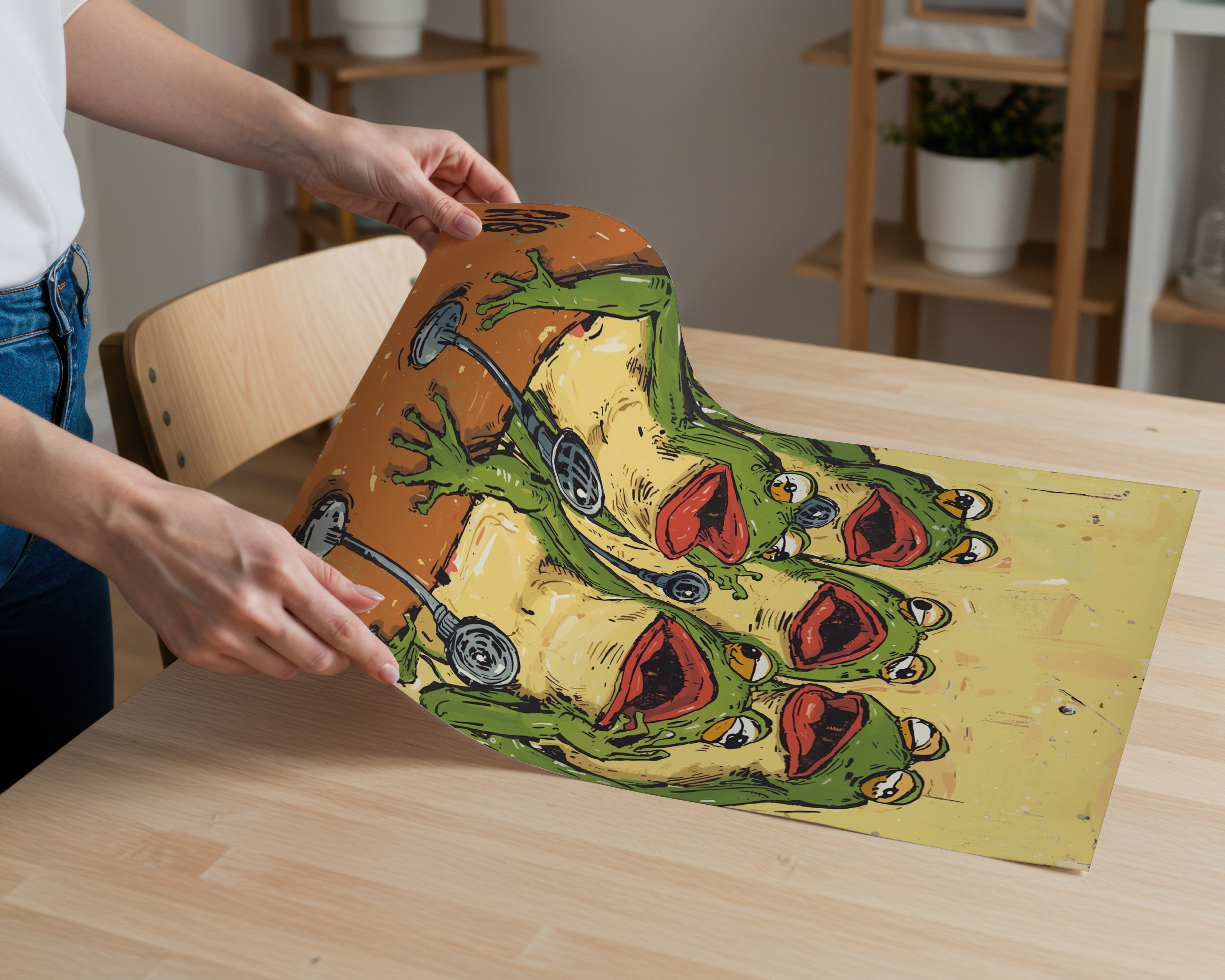 Singing Frog Wall Art Print | Funny Karaoke Frog Poster | Retro Music Lover Decor | Band Practice Humor - TheSnugLab