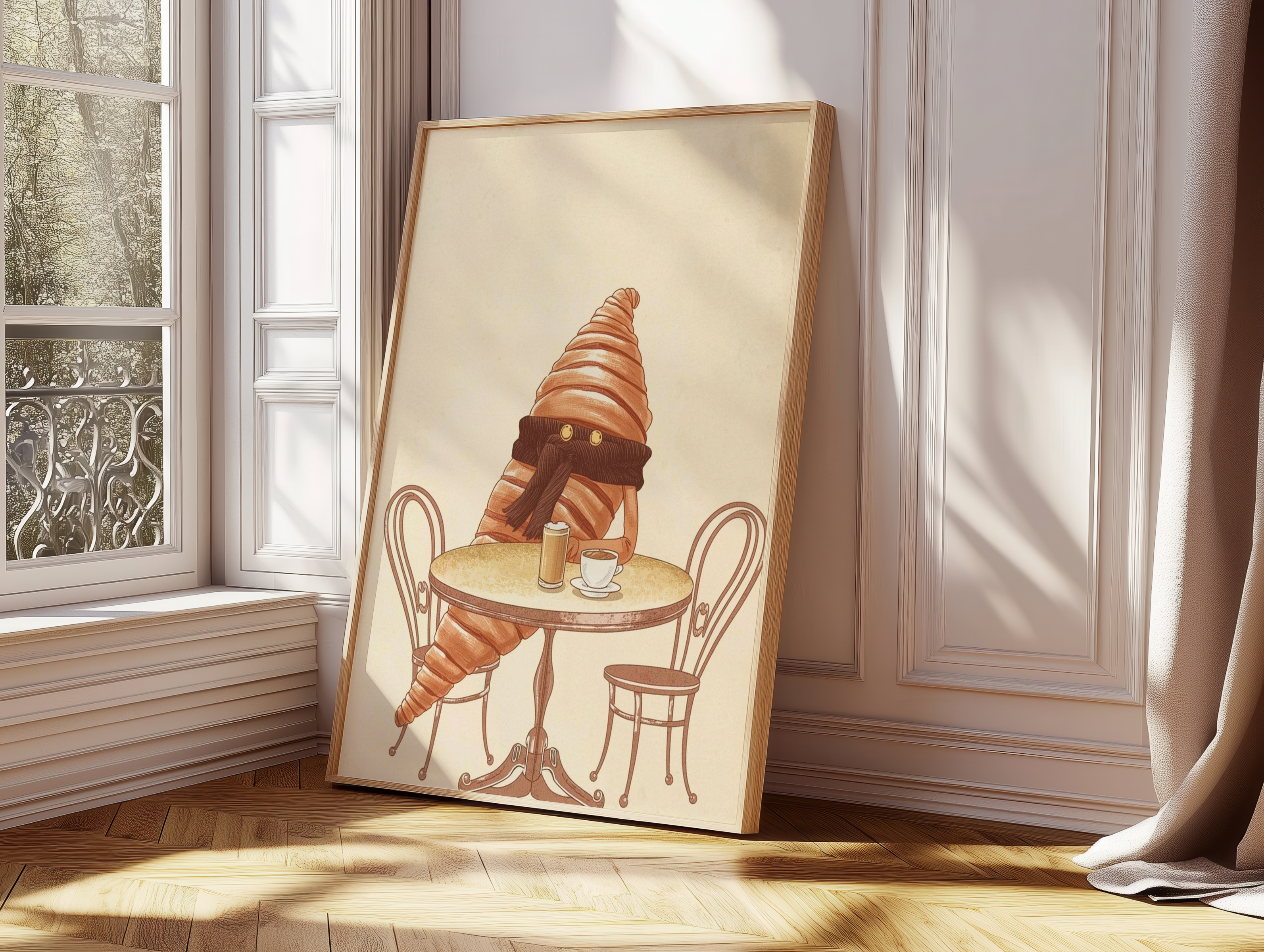 Vintage Croissant Café Wall Art | French Bakery Coffee Poster | Cozy Kitchen & Coffee Bar Decor