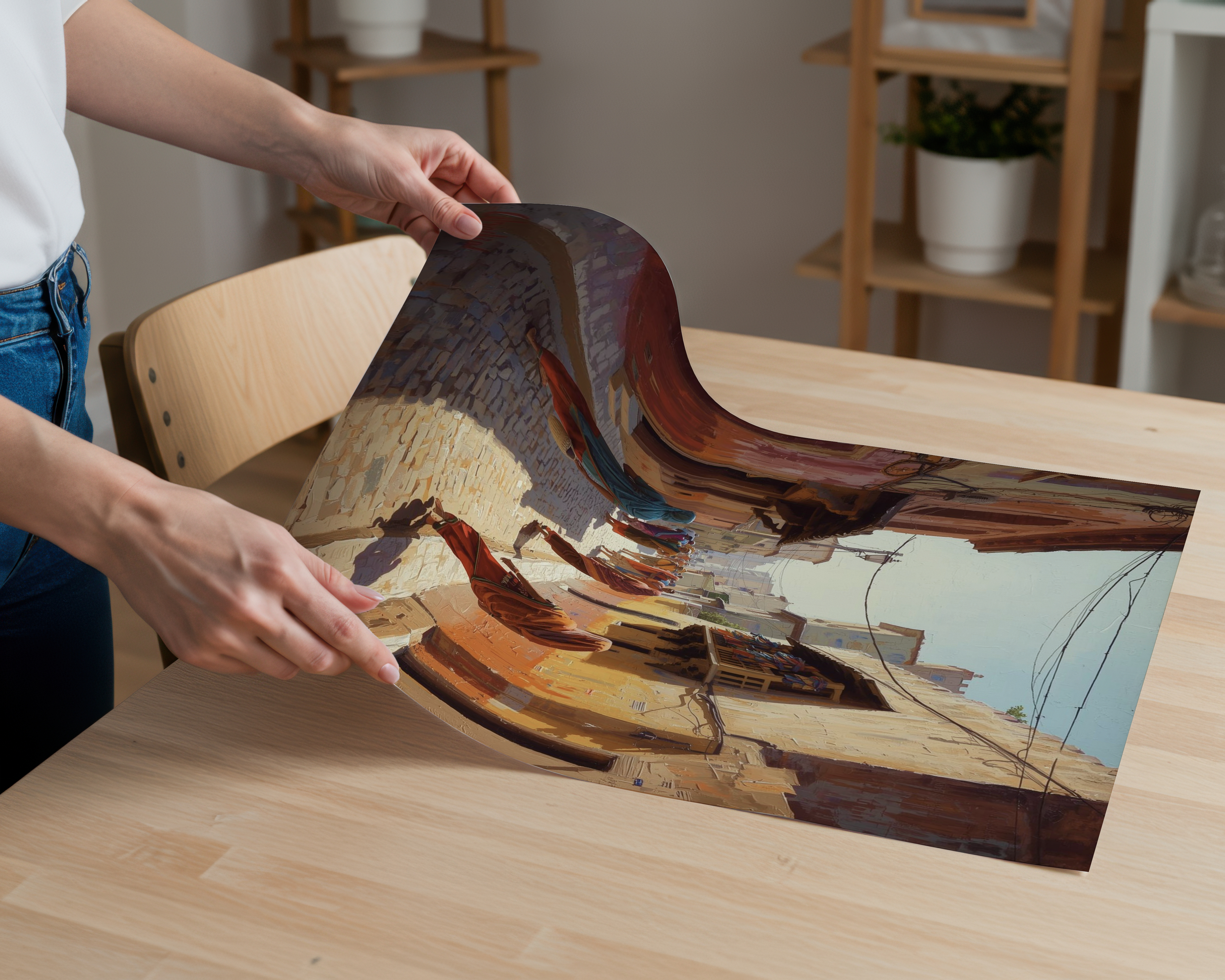 Indian Old Town Street Poster Print | Cultural Heritage Wall Art | Vibrant Village Lane Artwork | Warm Travel Inspired Home Decor