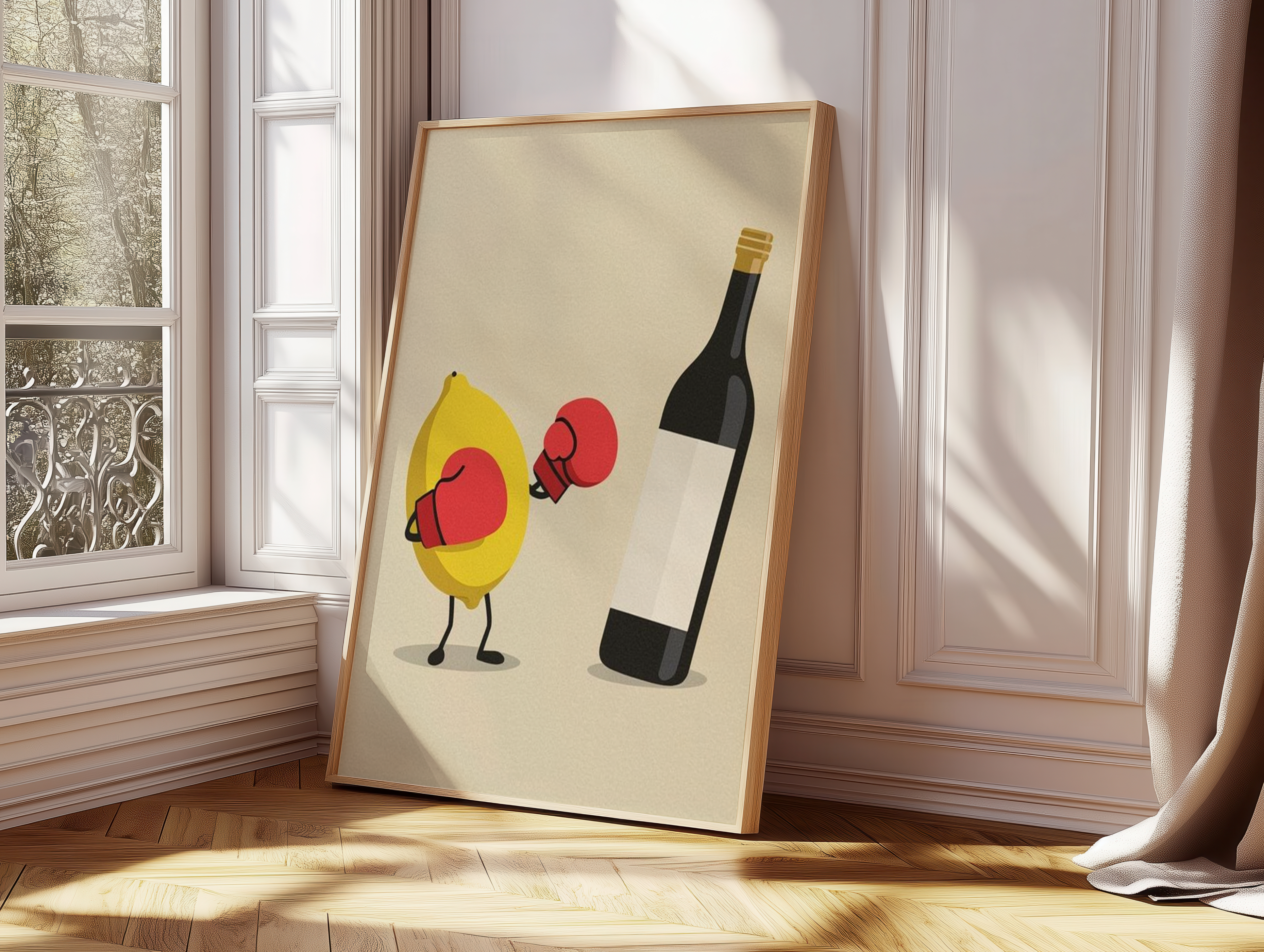 Funny Lemon Wall Art Print | Minimalist Kitchen & Bar Poster | Cute Food Illustration | Modern Neutral Home Decor