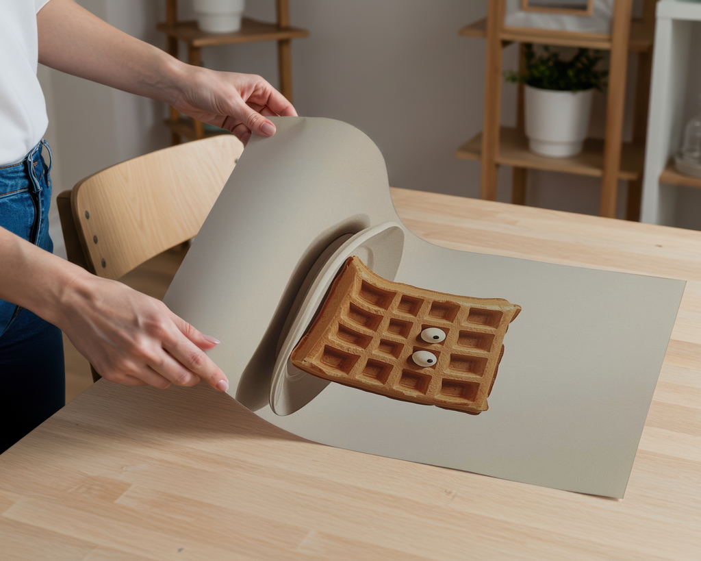 Funny Waffle Wall Art Print | Minimalist Kitchen Poster | Cute Breakfast Food Decor | Neutral Modern Kitchen Artwork