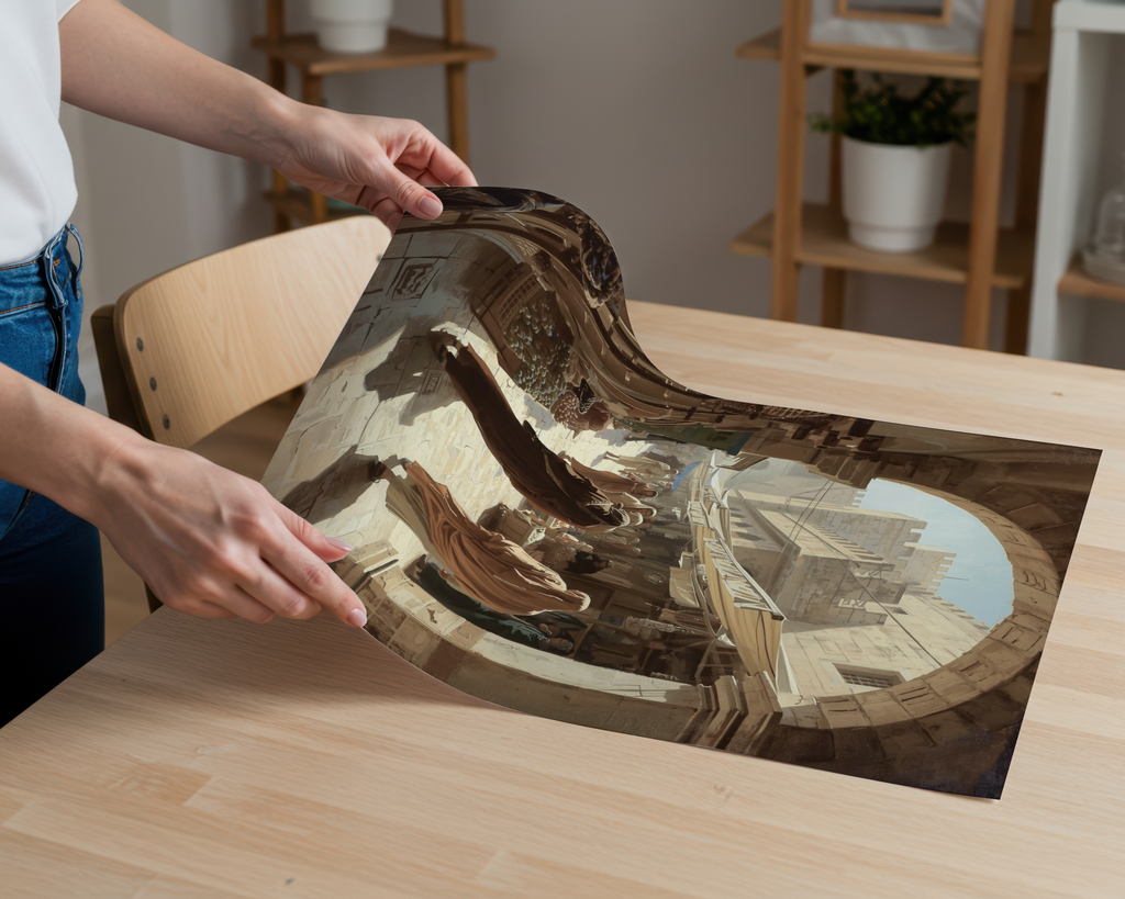 Ancient Middle Eastern Market Poster Print | Cultural Souk Wall Art | Historic Bazaar Architecture Artwork | Warm Neutral Travel Decor