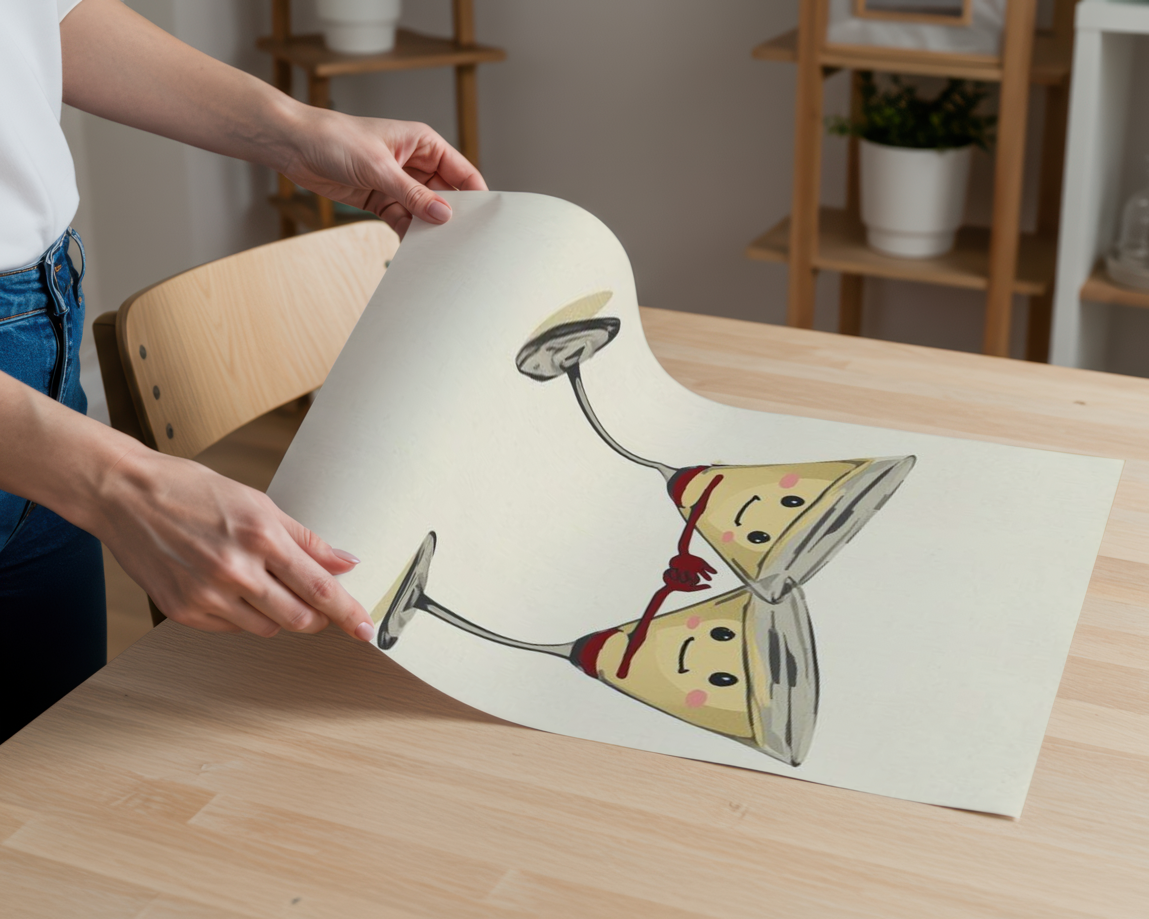 Cute Martini Glass Wall Art | Funny Cocktail Poster | Bar Cart Decor | Romantic Kitchen Print | Minimalist Drink Illustration