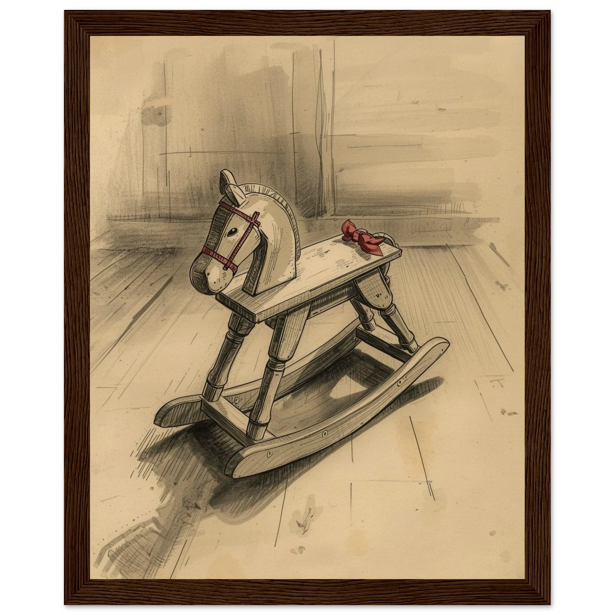 Rocking Horse Wall Art Print,Cozy Decor