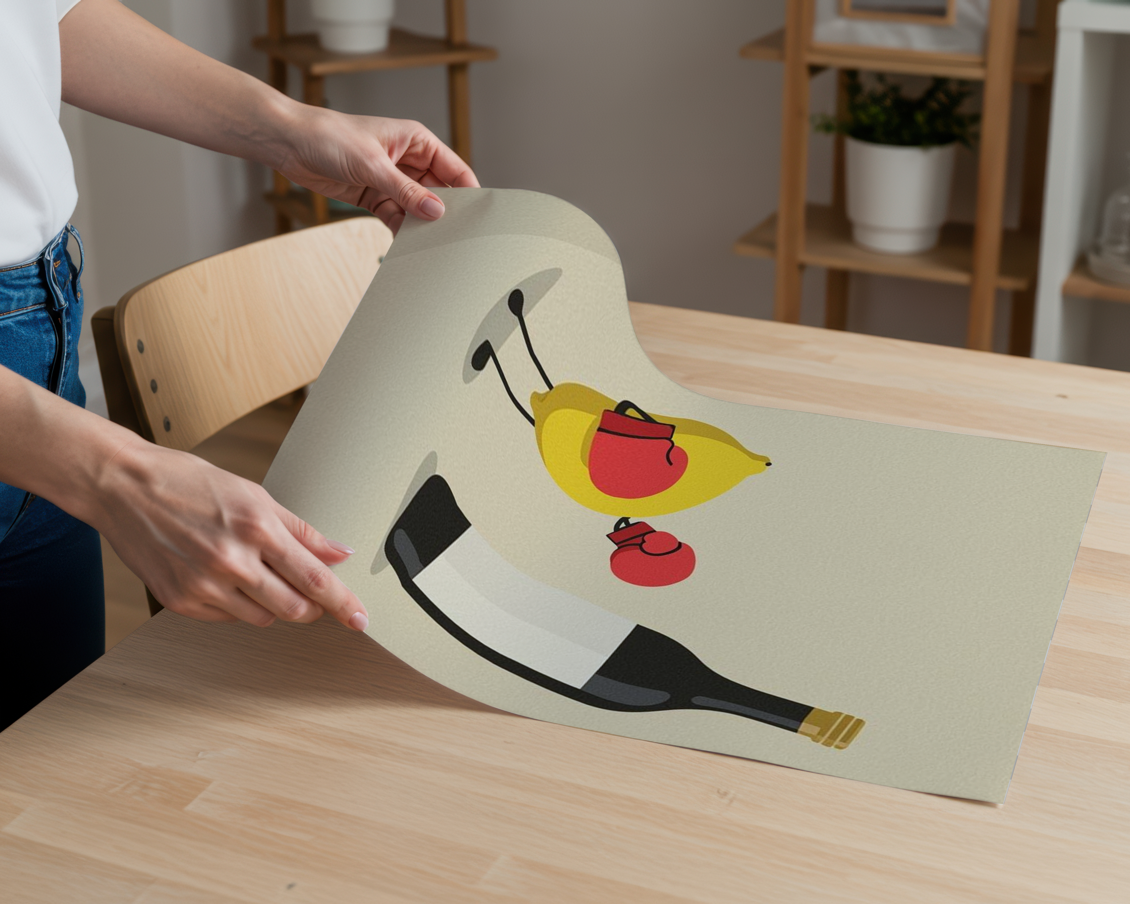 Funny Lemon Wall Art Print | Minimalist Kitchen & Bar Poster | Cute Food Illustration | Modern Neutral Home Decor