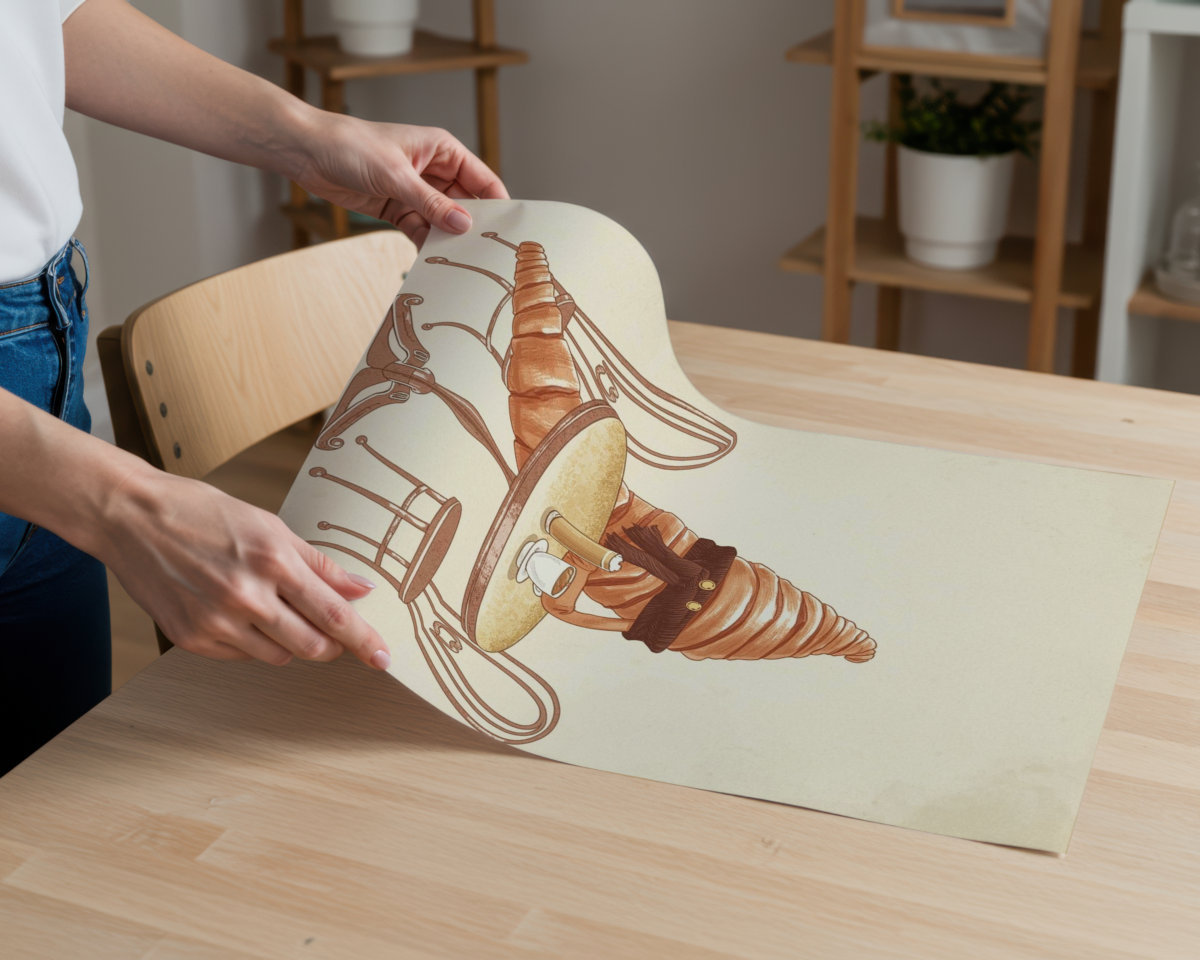 Vintage Croissant Café Wall Art | French Bakery Coffee Poster | Cozy Kitchen & Coffee Bar Decor