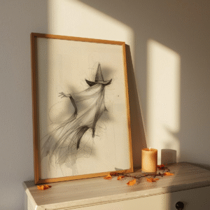 The Floating Witch – Minimalist Sketch Art
